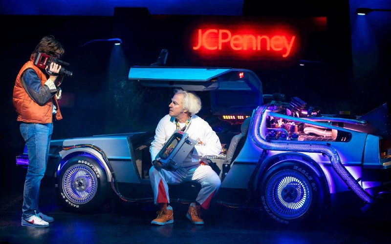 marty and doc scott with a delorean 